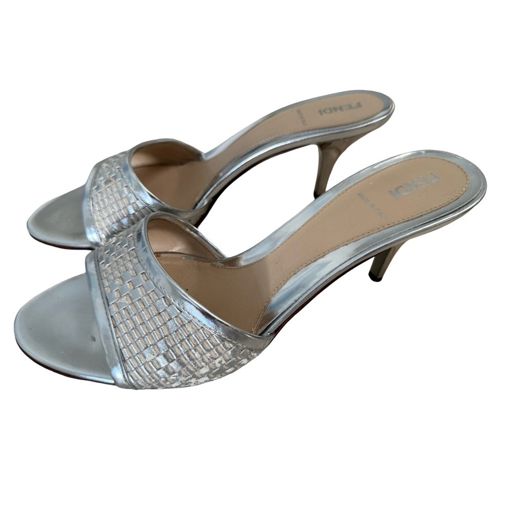 Women’s Fendi Metallic silver Kitten heels Size 37.5 - Picture 5 of 17